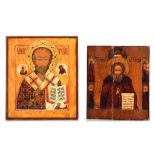 (T) Two Eastern European icons, representing St. Nicolas and St. Sergei Radonesj