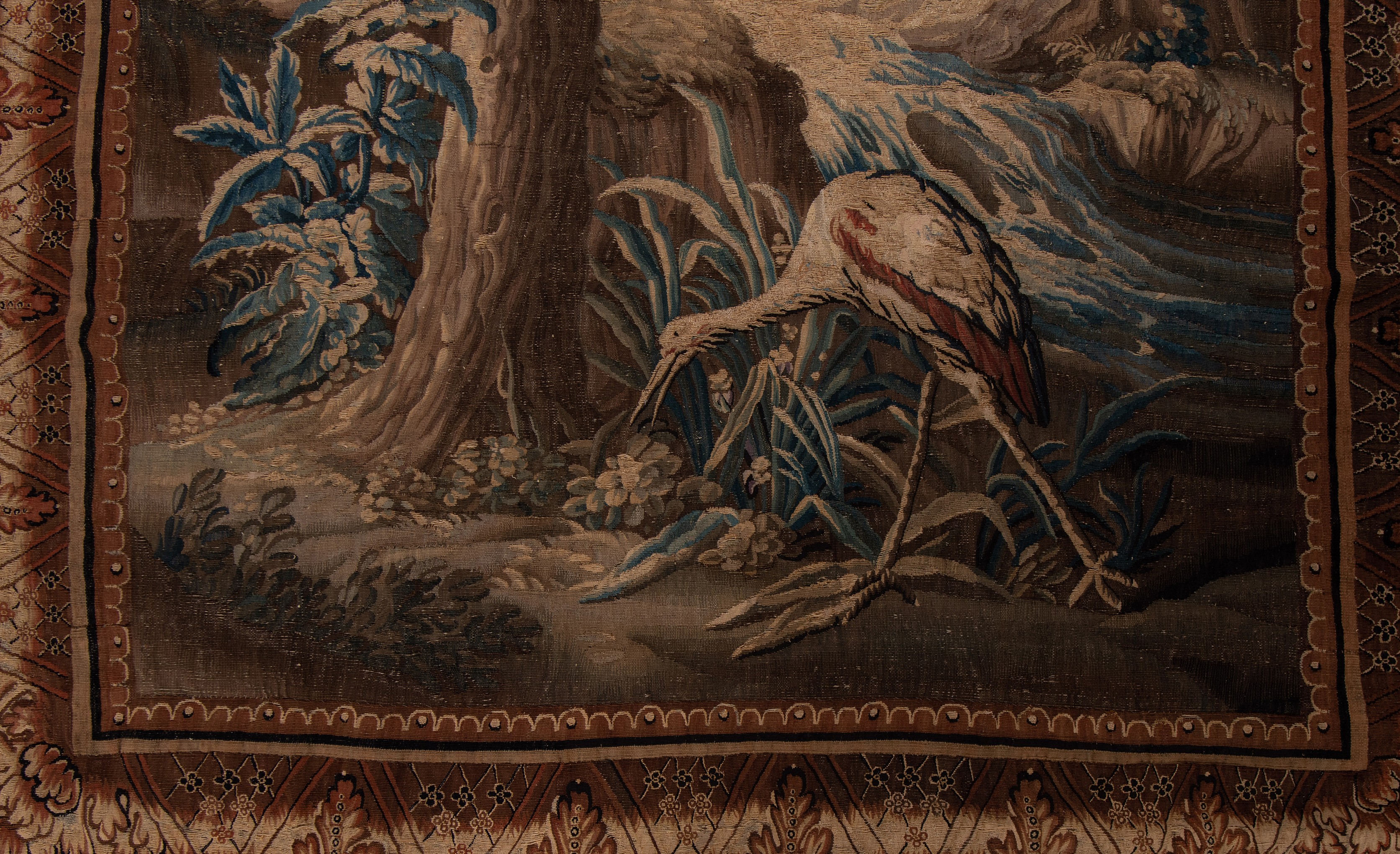 An Aubusson verdure wall tapestry, marked 'Aubusson F. Grellet', 18thC, H 285 x W 168 cm - Image 8 of 8