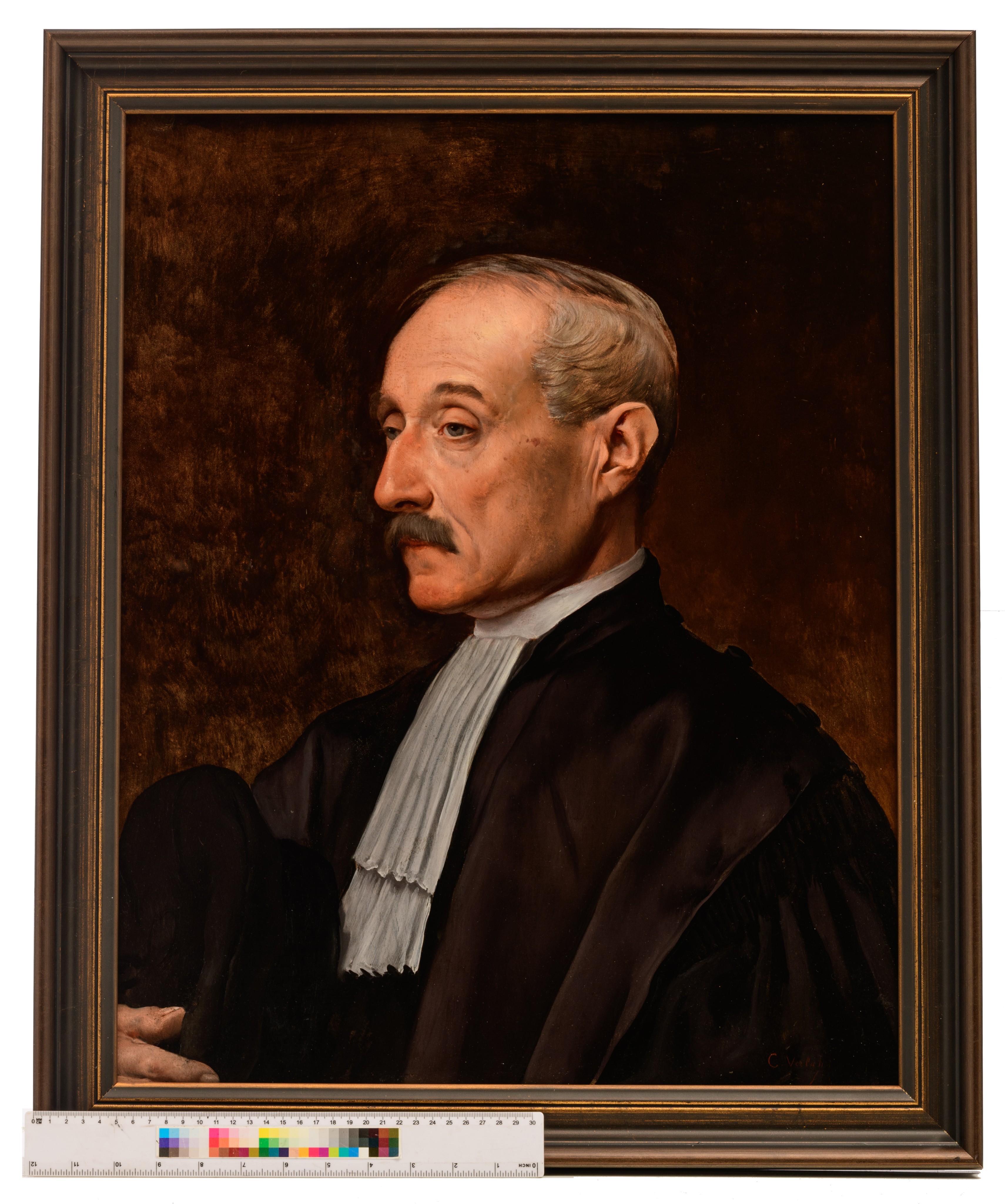 Charles Verlat (1824-1890), the portrait of a magistrate, oil on a mahogany panel, 49 x 61 cm - Image 11 of 70