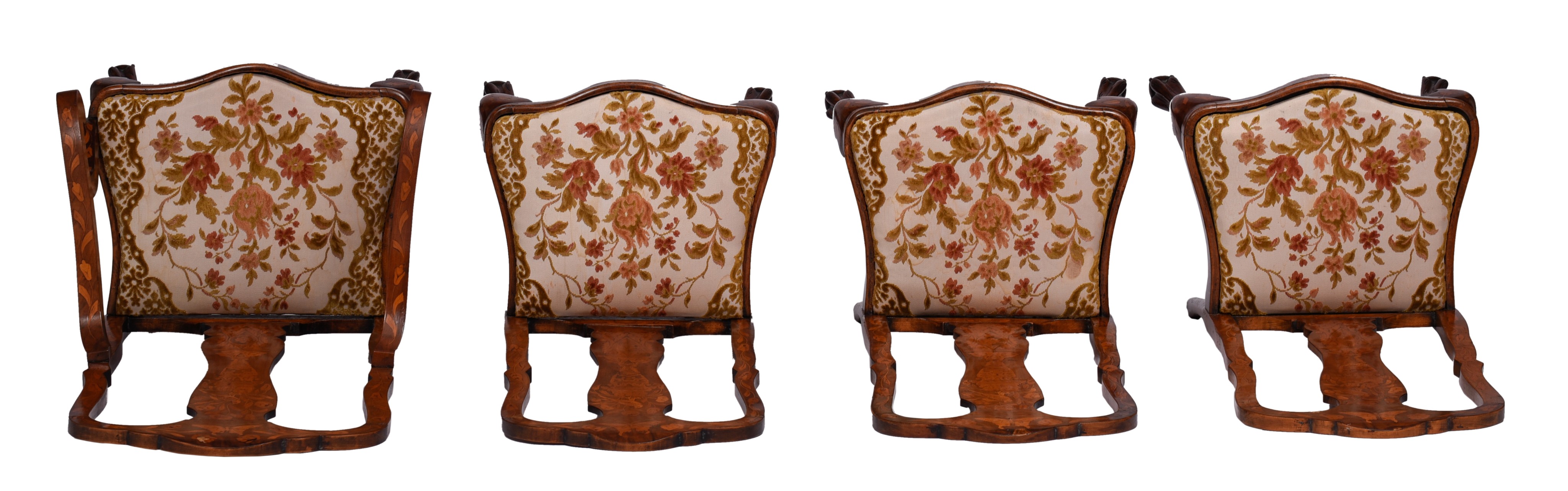 A set of three dining chairs and an armchair, Anglo-Dutch, 18thC, H 112/118 cm - Image 6 of 19