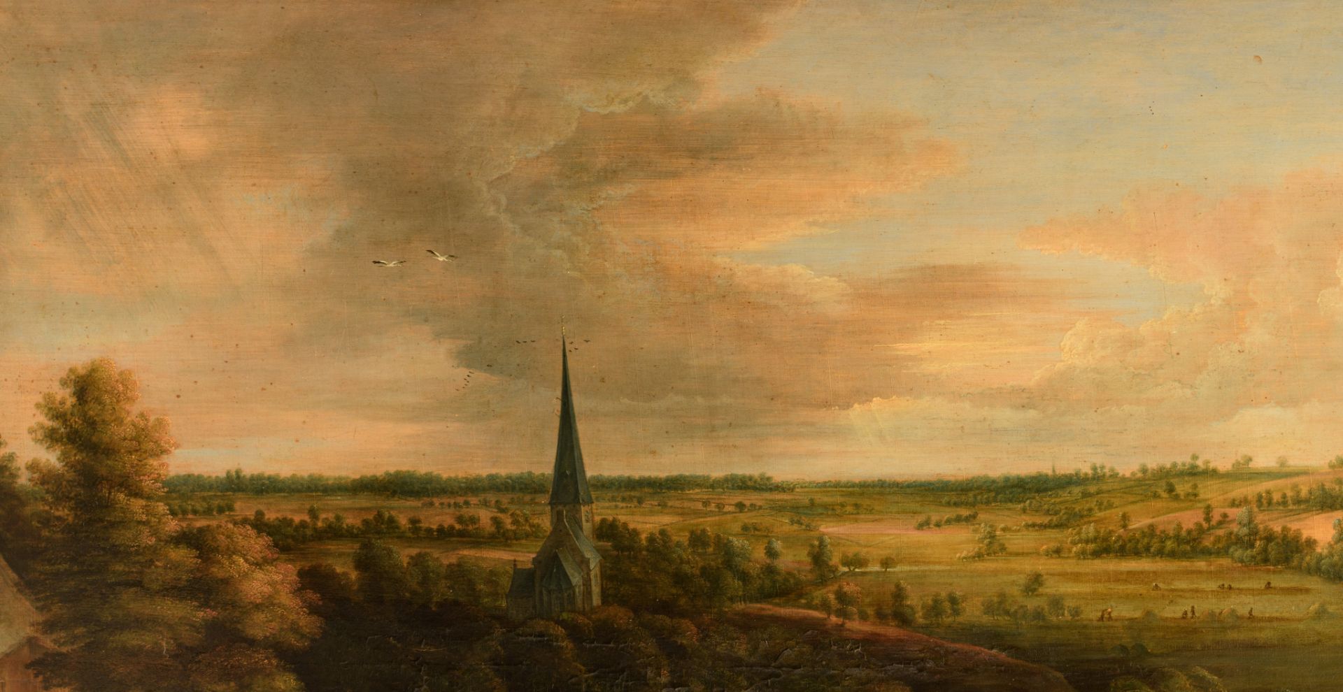 Lucas van Uden (1595-1672), panoramic landscape with shepherds and peasants, oil on panel, 70 x 167 - Bild 18 aus 18