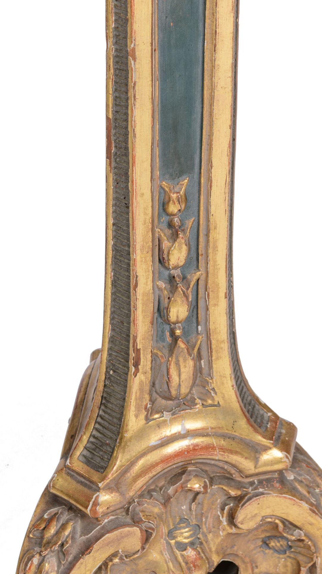 (T) A finely carved, polychrome and gilt decorated Rococo style torchère, H 147 cm - Bild 11 aus 11