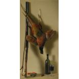 Reza Samimi (1919-1991), a hunting still life, oil on canvas, 60 x 120 cm