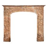 A large Art Nouveau marble fire place, H 131 - W 150 - D 46 cm