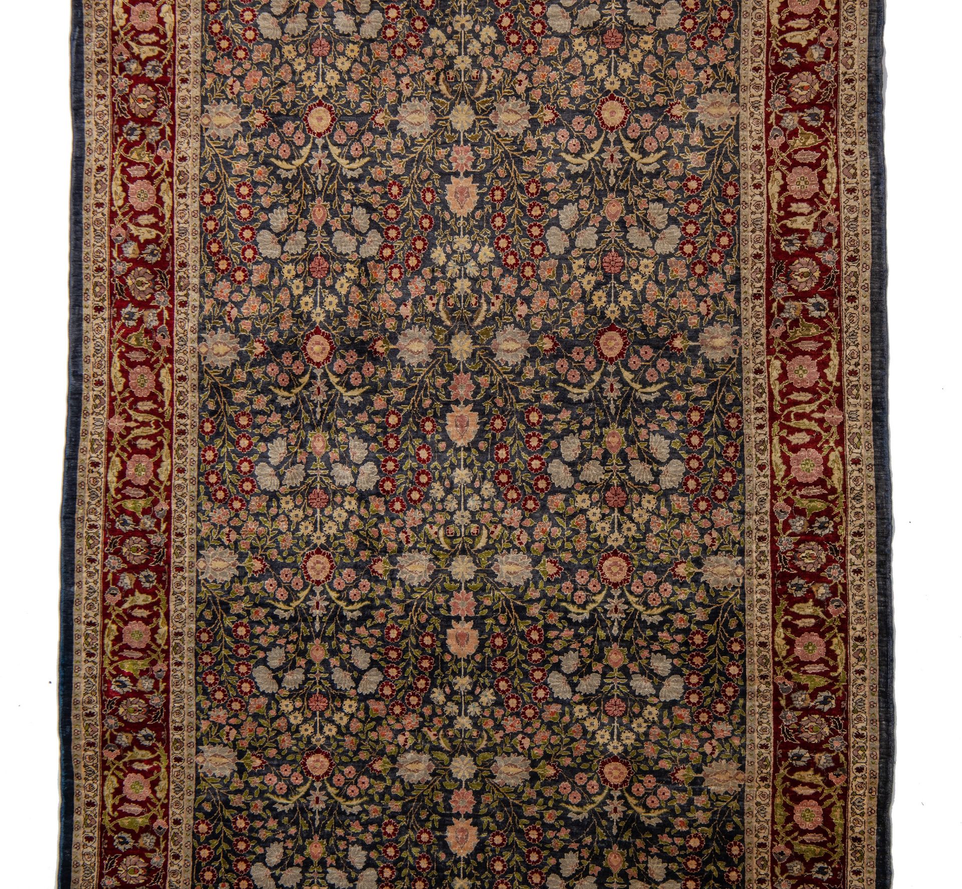 A signed Turkish Hereke millefleurs rug, silk on silk, 103,5 x 155 cm - Image 5 of 6