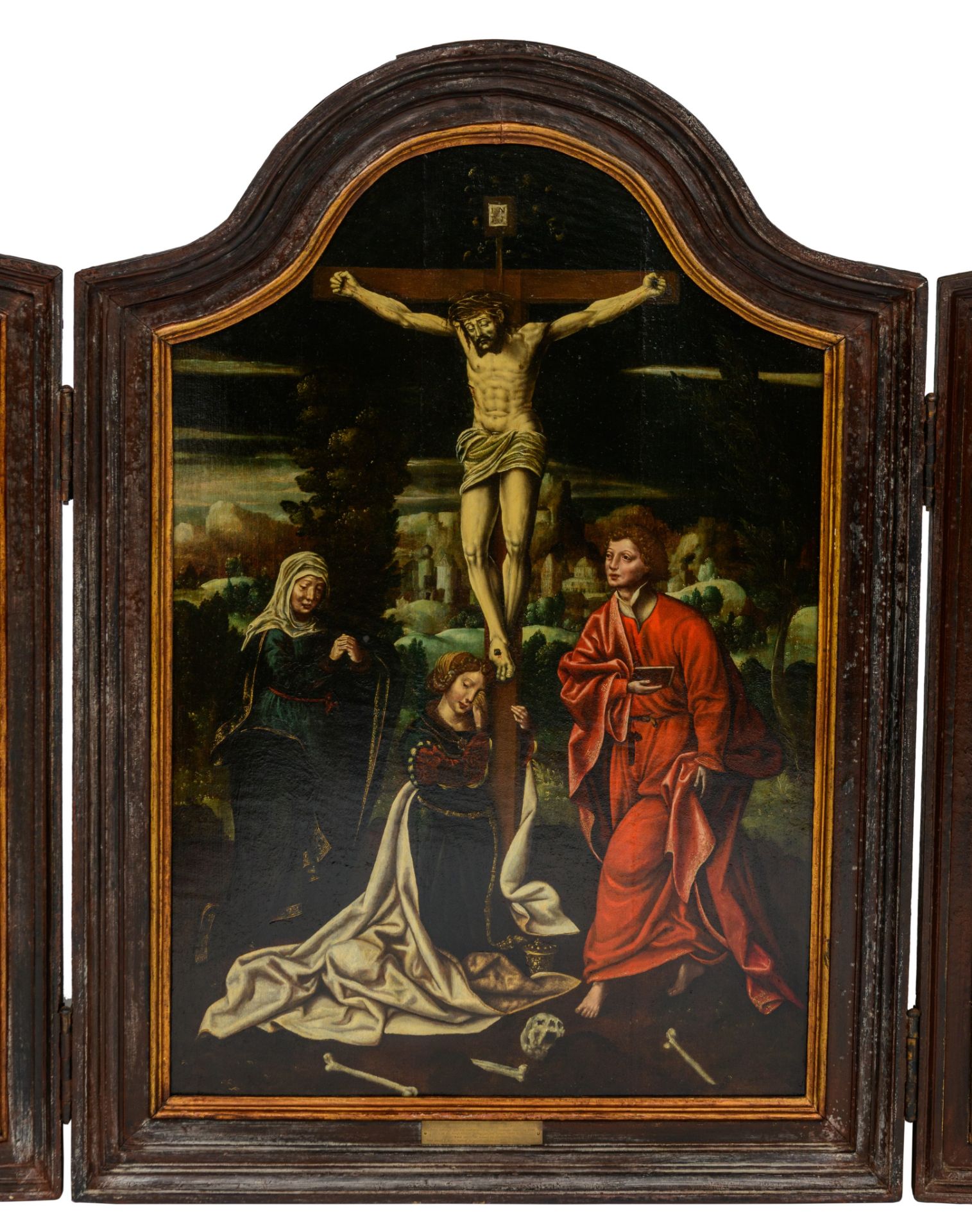 PREMIUM LOT Ambrosius Benson (Attr.), Impressive altar triptych representing the Golgotha and the po - Bild 7 aus 13