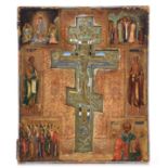 (T) Russian icon with a crucifixion, 19thC, 26 x 31 cm