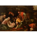 The adoration of the shepherds, late Antwerp Mannerism, 17thC, oil on panel, 74 x 105 cm