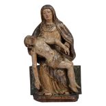 A polychrome painted carved limewood sculpture of the Pietà, 17thC, H 78 cm