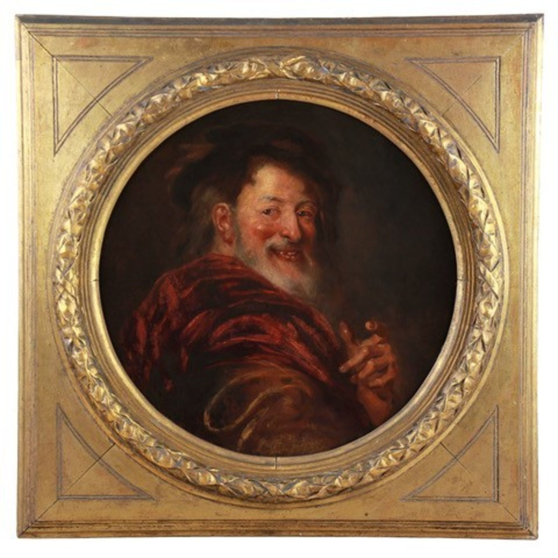 Circle of Antoine Coypel (1661-1722), tondo portrait of Democritus, 17thC, oil on canvas on panel, ø - Bild 2 aus 6