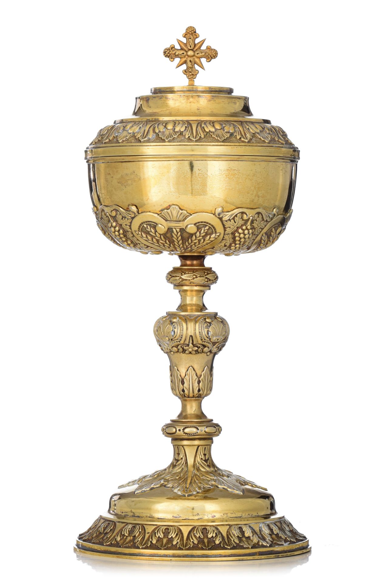 A renaissance revival silver and gilt silver ciborium, H 34,2 cm - total weight c. 795 g