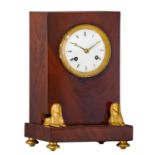 A fine French Empire mahogany veneered bracket clock with gilt bronze sphinxes, marked Charles Duter