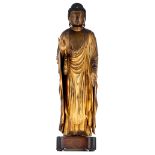 A Japanese gilt-wood standing figure of Amitabha Buddha, Edo period, H 71 cm (+)