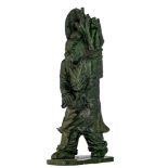 A Chinese dark green jadeite sculpture of a woodcutter, H 93 cm