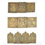 (T) Three Eastern European brass icons, late 18thC