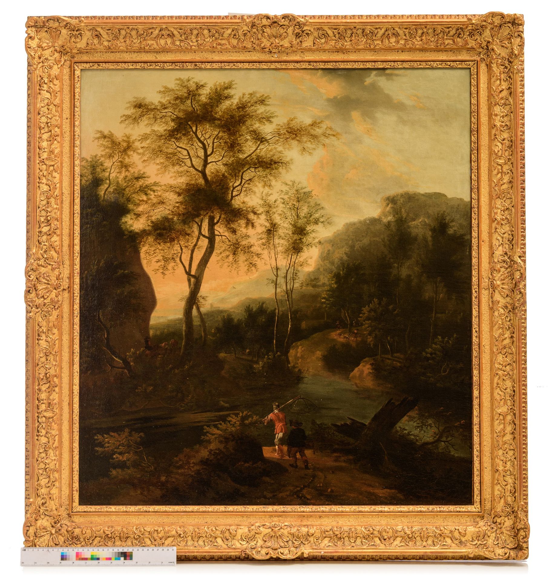 Attributed to Jacob de Heusch (1656-1701), fishermen in a wooded landscape, 17thC, oil on canvas, 81 - Bild 7 aus 7