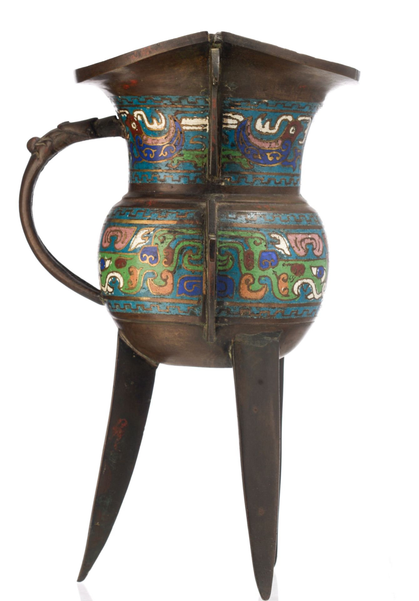 A collection of Japanese champlevé and cloisonné enamelled bronze ware, late 19thC/20thC, Tallest H - Image 13 of 37