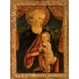Madonna and Child, in the manner of the Italian Quattrocento, tempera and gold leaves on panel, 51 x