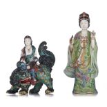 A collection of two Japanese Kutani figures, Meiji period, H 22 - 30 cm