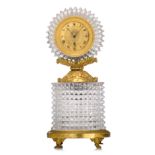 A fine Empire cut glass and gilt bronze mantle clock, first half of the 19thC, H 23 cm