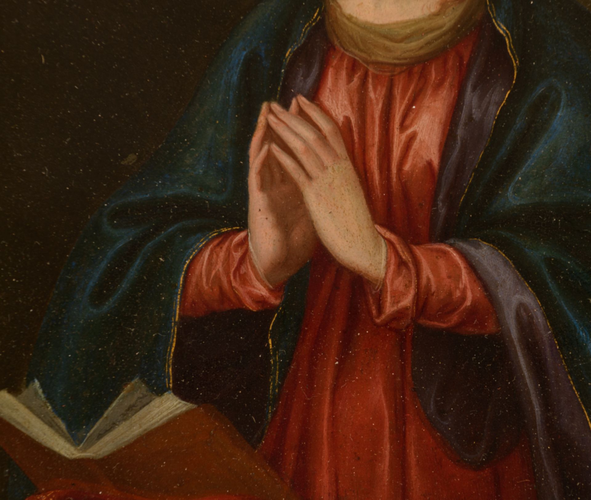 The Holy Madonna praying, probably 17thC, oil on copper, 13,5 x 18 cm - Bild 7 aus 14