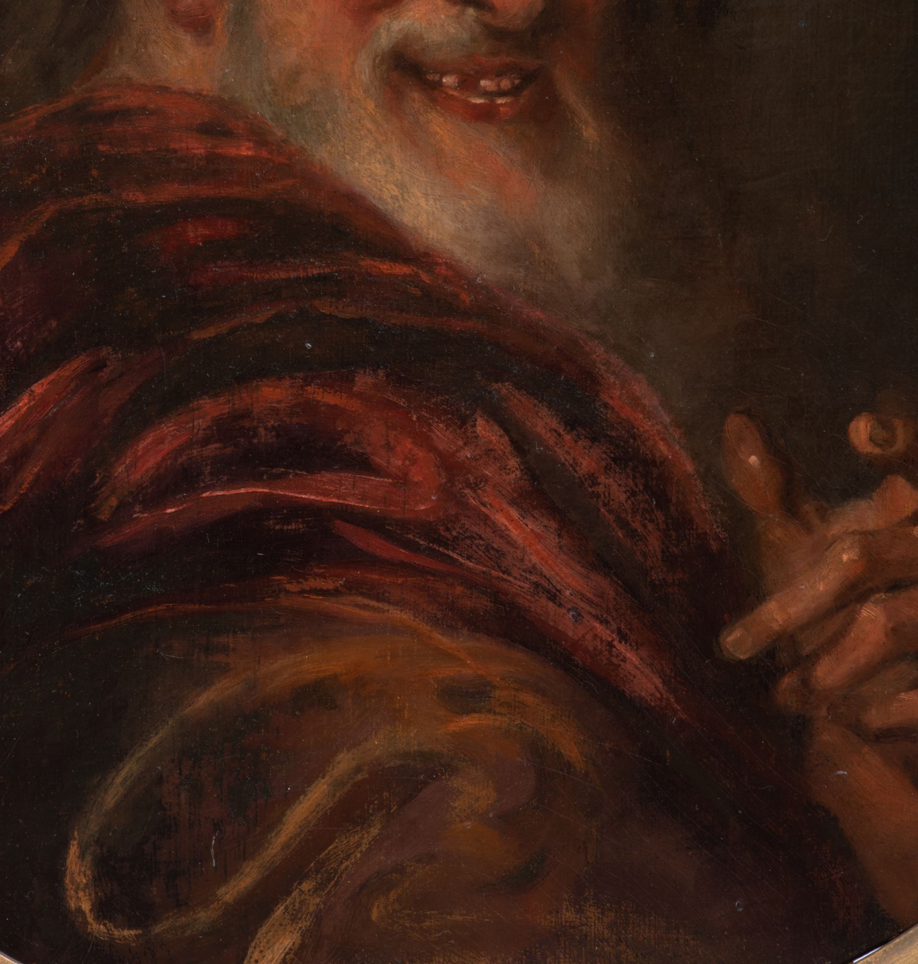 Circle of Antoine Coypel (1661-1722), tondo portrait of Democritus, 17thC, oil on canvas on panel, ø - Bild 6 aus 6