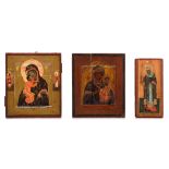 (T) Three small Russian icons, late 18thC - early 19thC