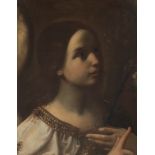 An archangel, fragment of an Italian 17thC larger painting, oil on canvas, 40 x 51 cm