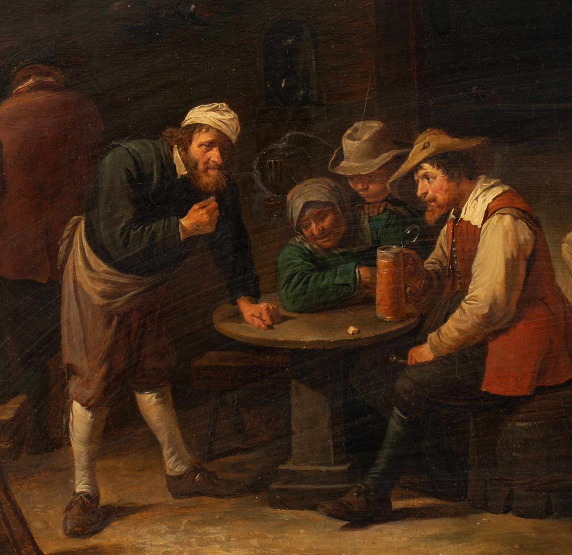 In the manner of David Teniers III (1638-1685), dice players at the inn, oil on panel, 44 x 65 cm - Bild 5 aus 7