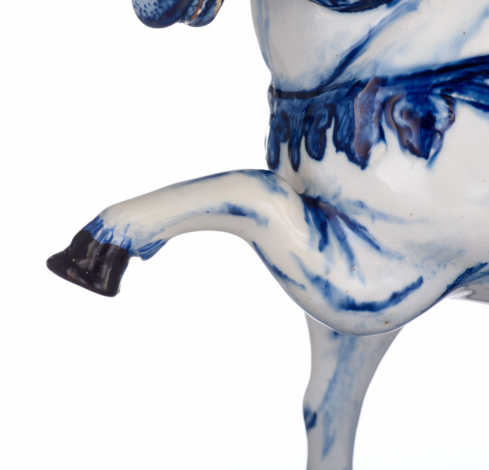 A large Delft blue and white figure of a circus horse, marked Jacob van der Kool, early 18thC, H 23 - Image 11 of 11