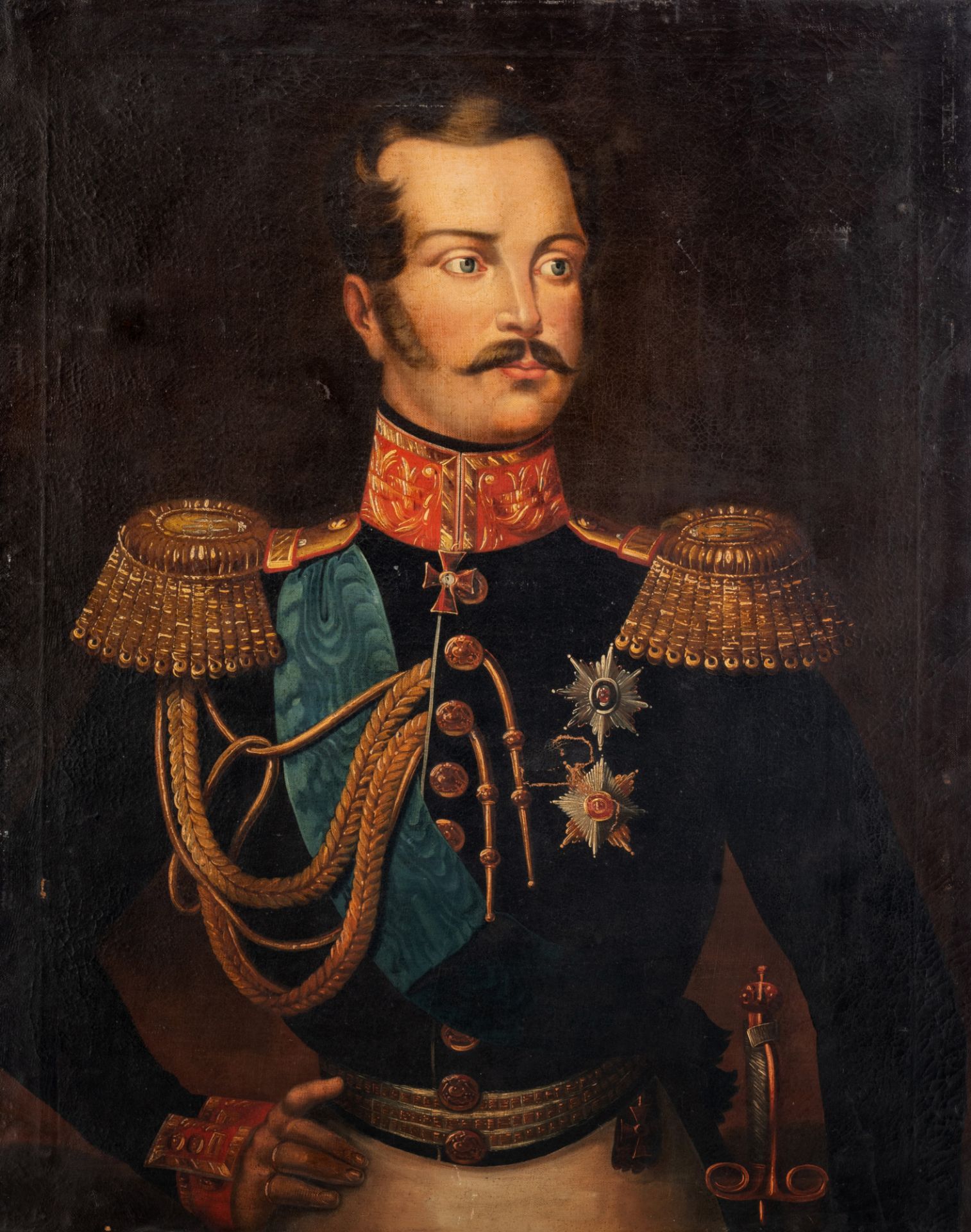 The portrait of an important Russian military officer, 19thC, oil on canvas, 71 x 89 cm