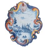 A fine Rococo Dutch Delft plaque, mid 18thC, H 32 cm