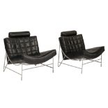 A pair of black leather 'Volare' chairs, designed by Jan Armgardt for Leolux, the Netherlands, 1998,