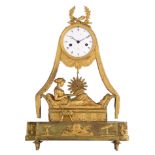 An exceptional French Empire ormolu mantle clock, depicting 'Madame Recamier', early 19thC, H 50 cm