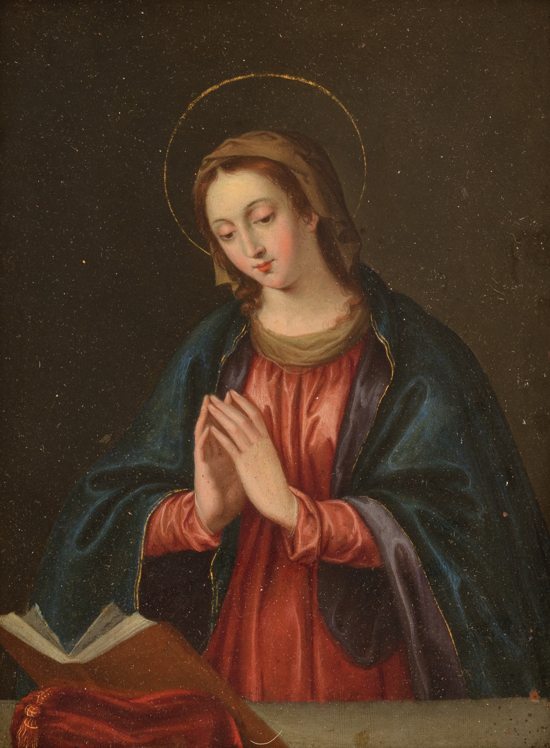 The Holy Madonna praying, probably 17thC, oil on copper, 13,5 x 18 cm - Image 8 of 14