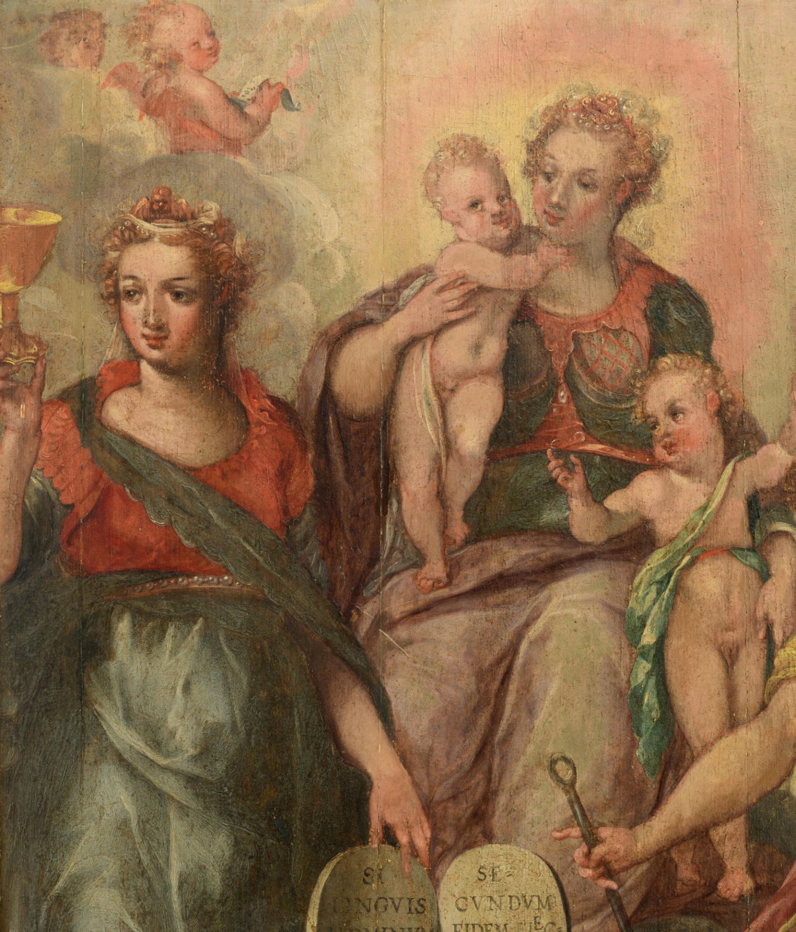 'Faith, Hope and Charity', 16thC, Antwerp school, 74 x 108 cm - Bild 5 aus 8