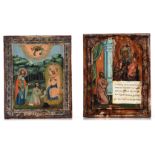 (T) Two small Russian icons, representing Saints, late 18thC-early 19thC