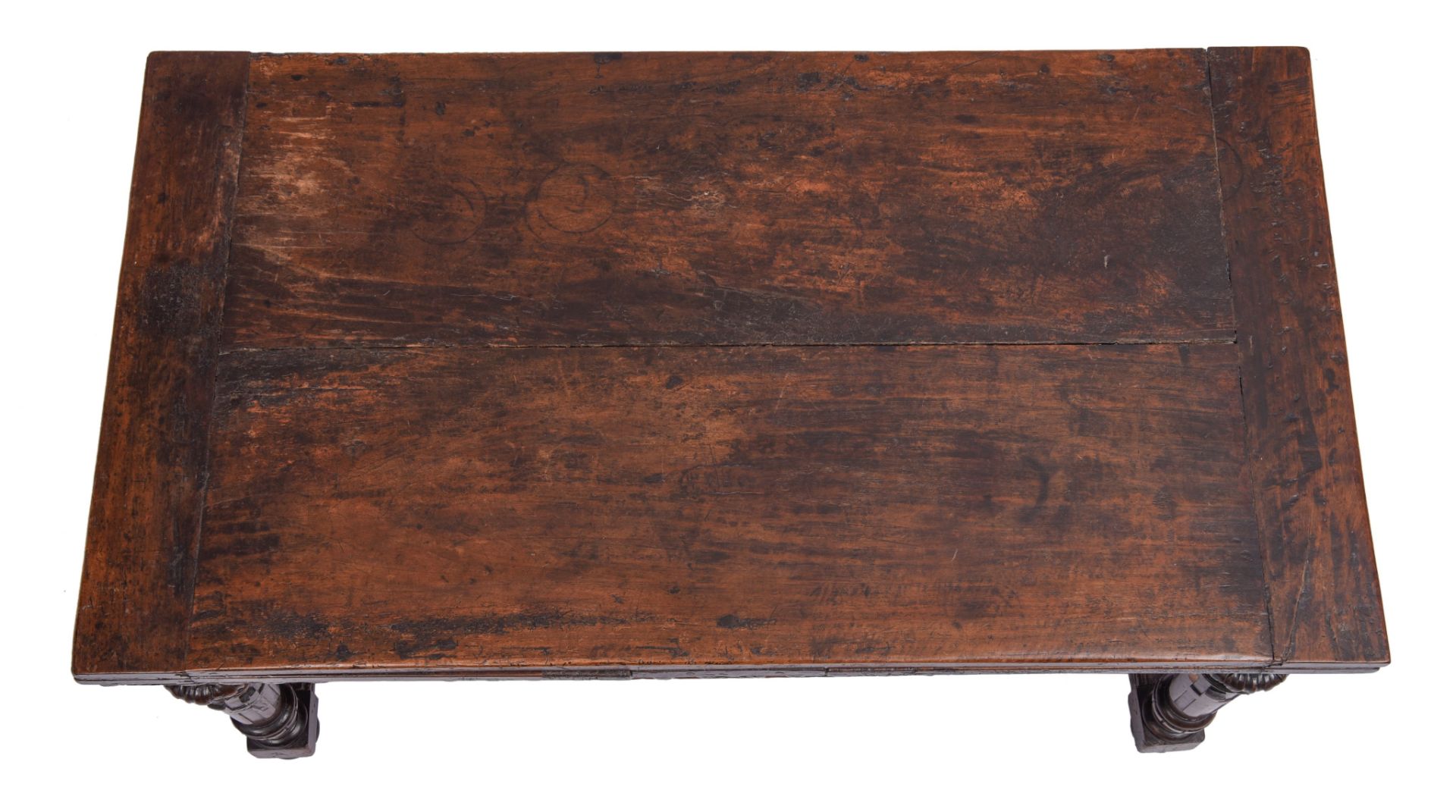 An impressive French Renaissance walnut 'table à l'Italienne', 17thC, H 77 - W 150 - D 81 cm - Image 6 of 14