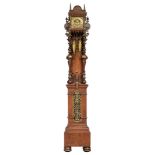 (T) A German or Dutch oak longcase clock, with brass mounts, 19thC, H 240 cm