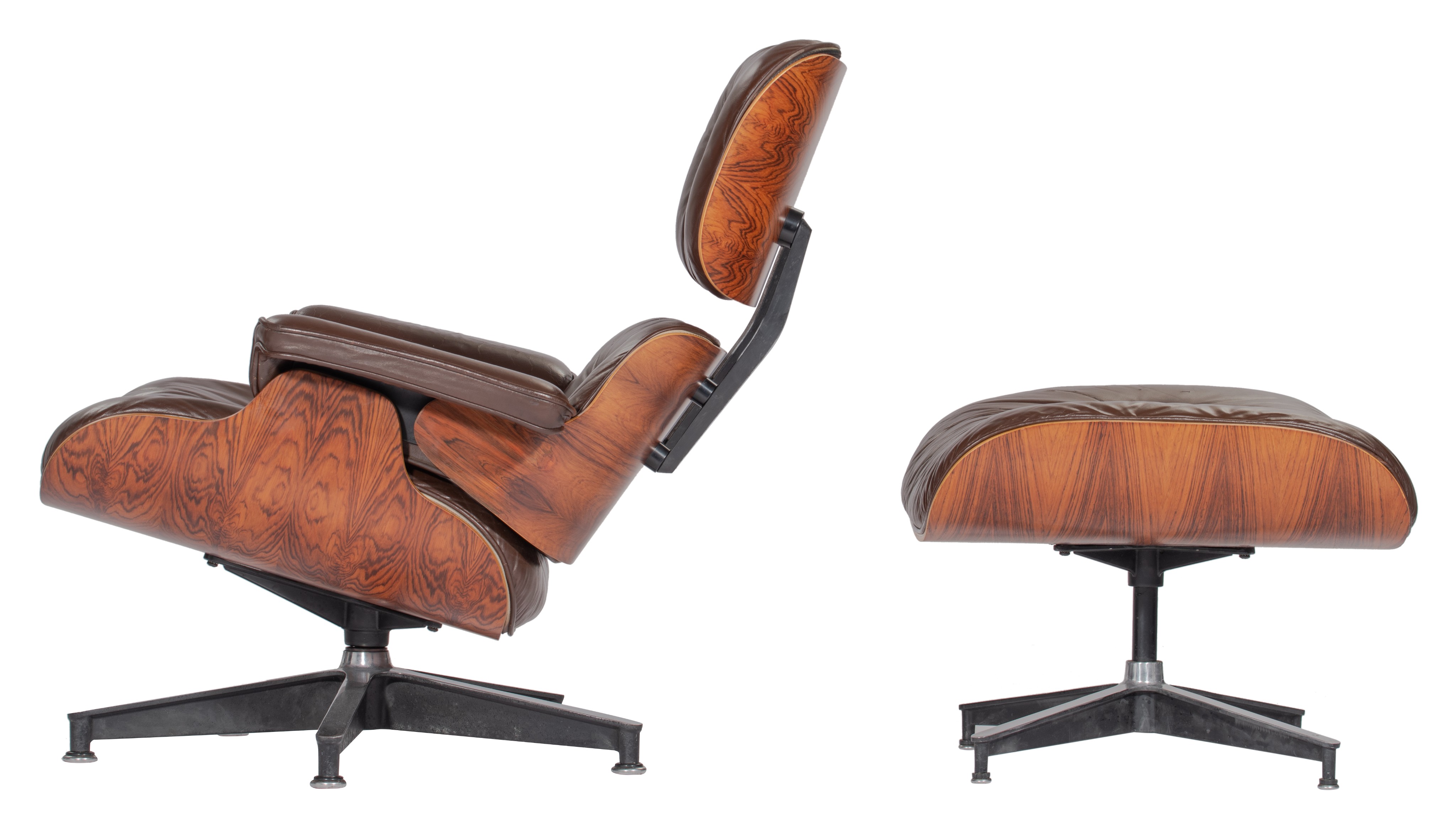 An Eames lounge chair with a matching ottoman, late 70s edition, marked Herman Miller, H 42,5 - 80 - - Image 3 of 15