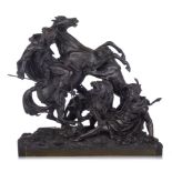 The heat of the battle, patinated bronze, H 47 - W 47 cm