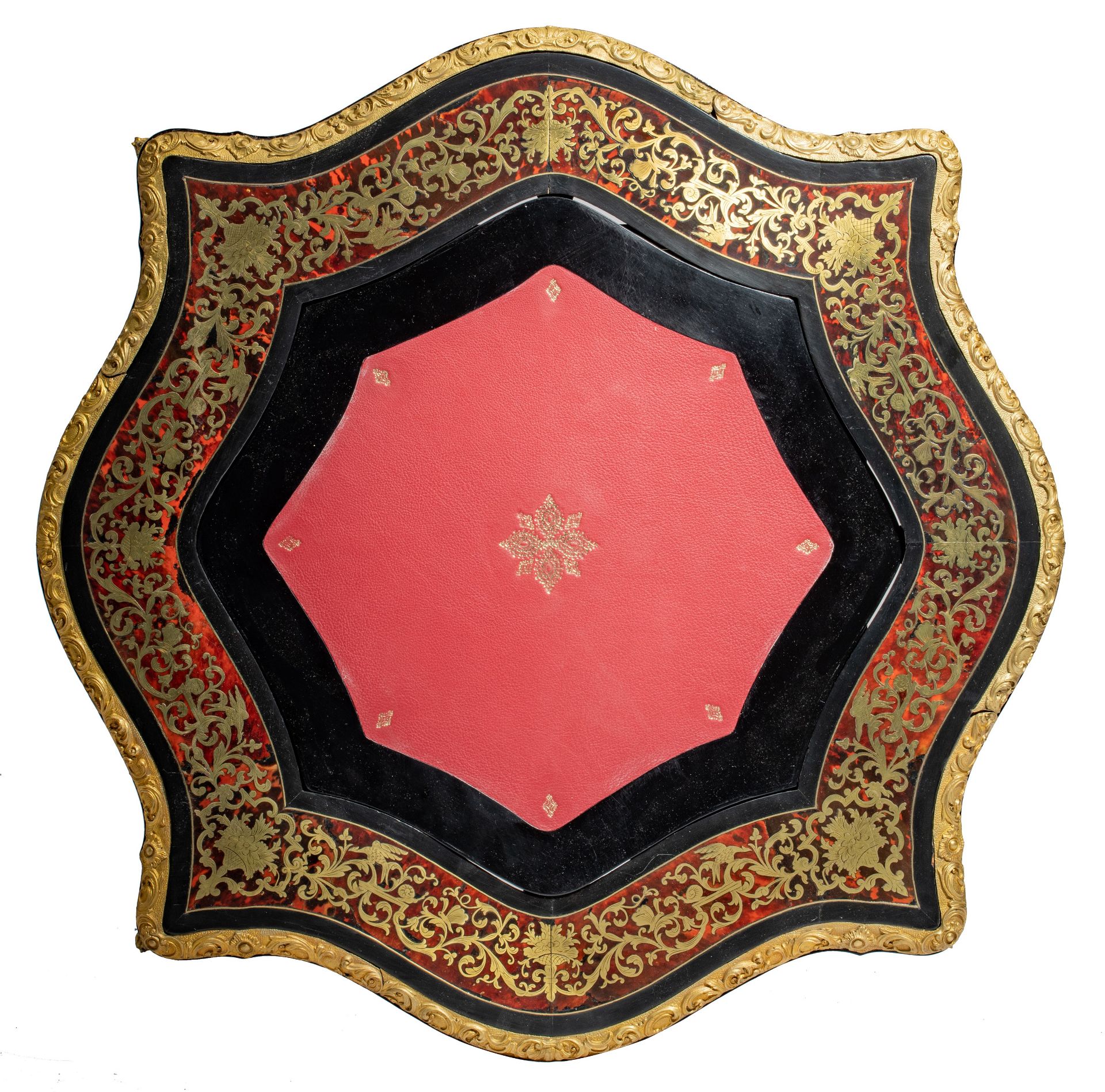 A fine Napoleon III Boulle work games table, with gilt bronze mounts and a red leather inlaid playin - Image 6 of 11