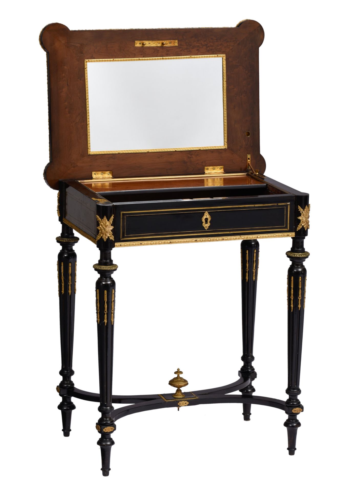A Neoclassical Napoleon III ladies sewing table, H 73,5 - W 63 - D 44 cm - Image 8 of 11