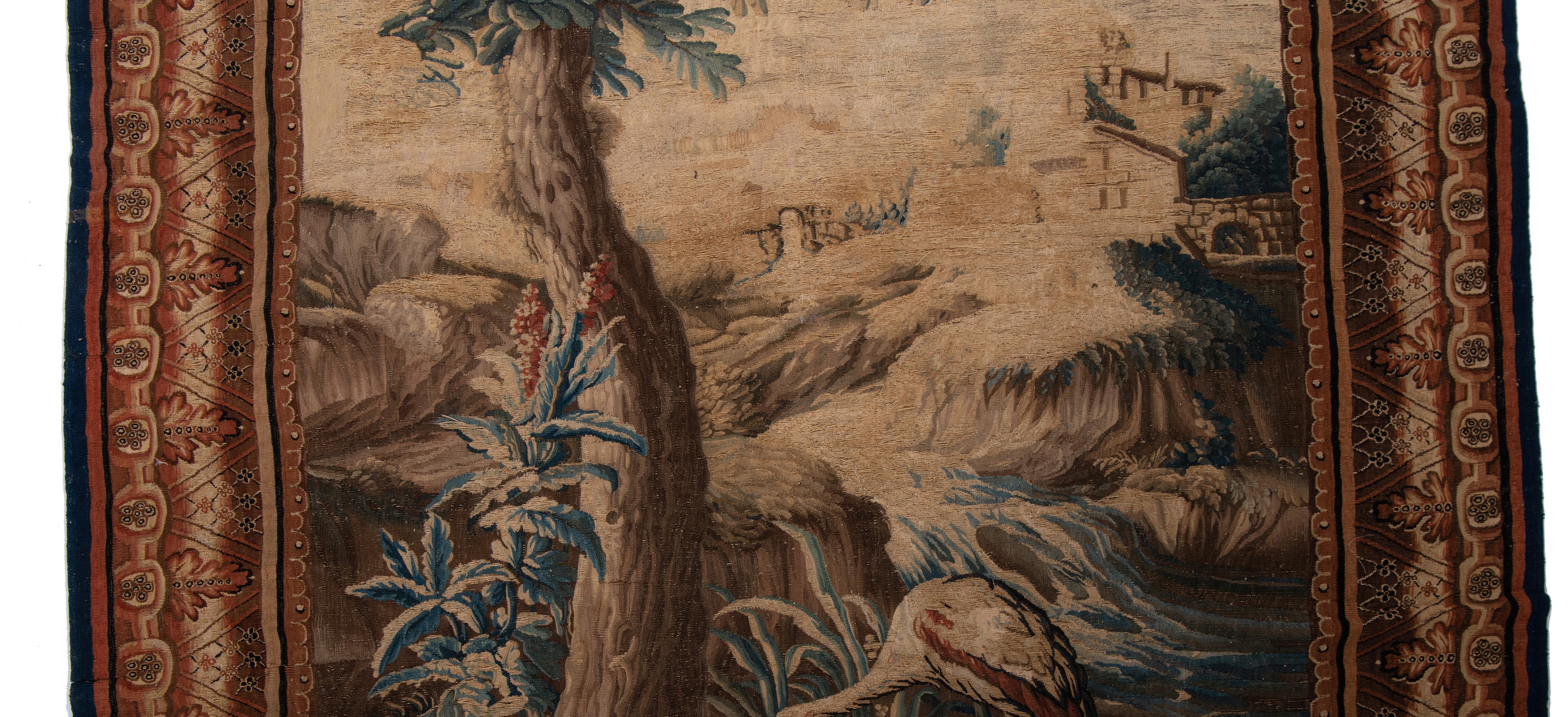 An Aubusson verdure wall tapestry, marked 'Aubusson F. Grellet', 18thC, H 285 x W 168 cm - Image 7 of 8
