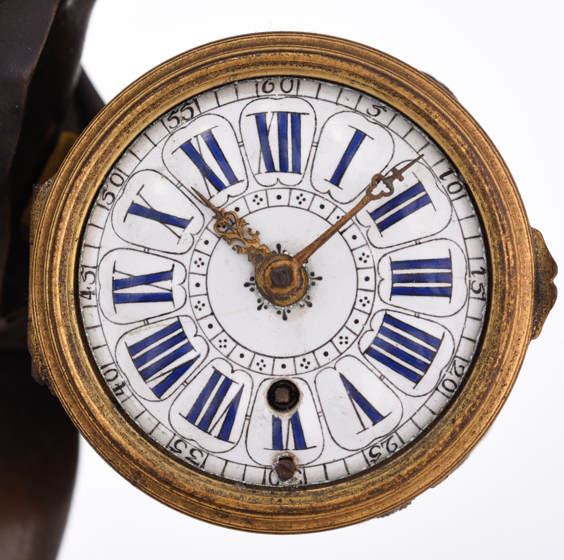 A fine Empire three-piece clock garniture, patinated and gilt bronze on rouge Napoleon marble, signe - Bild 6 aus 7