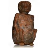 A ceramic polychrome painted seated figure vessel, Narino culture, Columbia, H 33 cm (+)