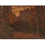 Louis Reckelbus (1864-1958), 'Le pont de Gruuthuse en automne à Bruges', pastel, 56 x 76 cm