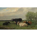 Rosa Venneman (c. 1825-1909), cows in the meadow, oil on canvas, 80 x 130 cm