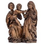 Virgin and Child with Saint Anna, oak, 16thC, H 52 - W 38 cm