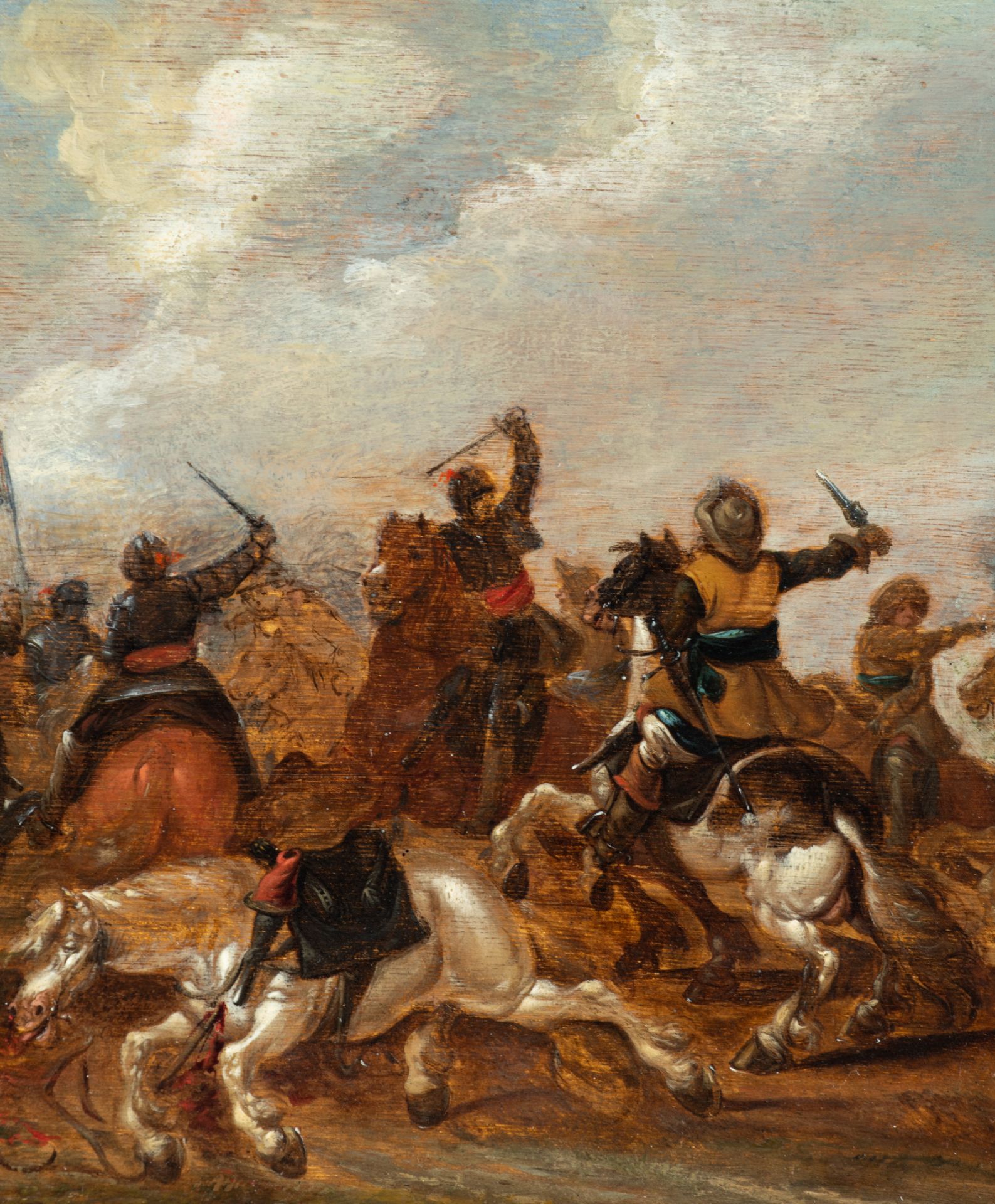 Esaias I van de Velde (1587-1630), a cavalry battle scene, oil on an oak panel, 30 x 42 cm